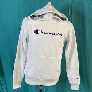 Champion Womens Jacket White XL Hoodie Kangaroo Pockets Long‎ Sleeve Embroidered